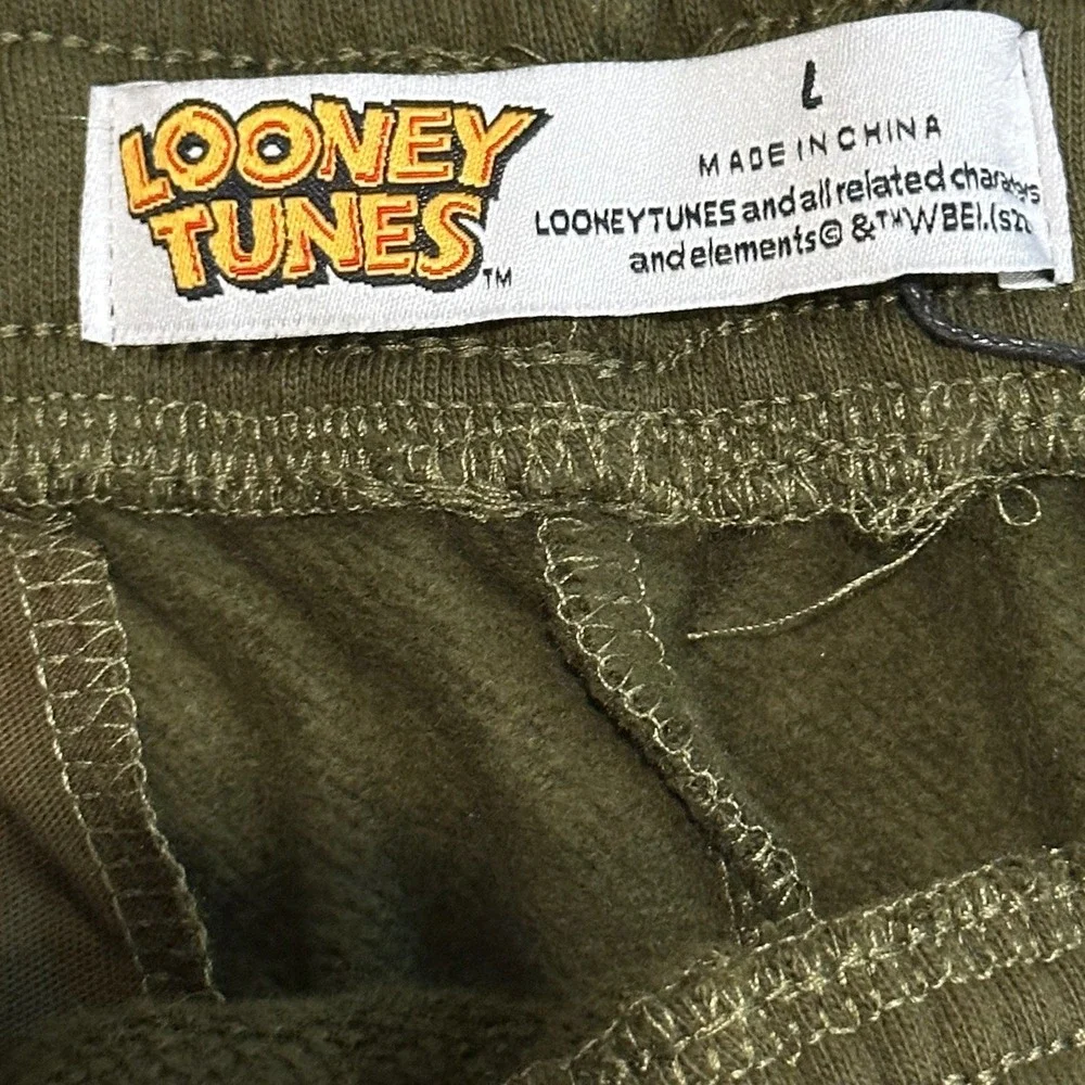 Freeze Max Looney Tunes Bugs Bunny Joggers Mens L Olive Green Sweatpants Patch